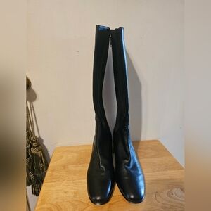 Delman Sleek Black Knee High Boots
